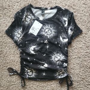 Forever 21 Black Celestial Print Tee
